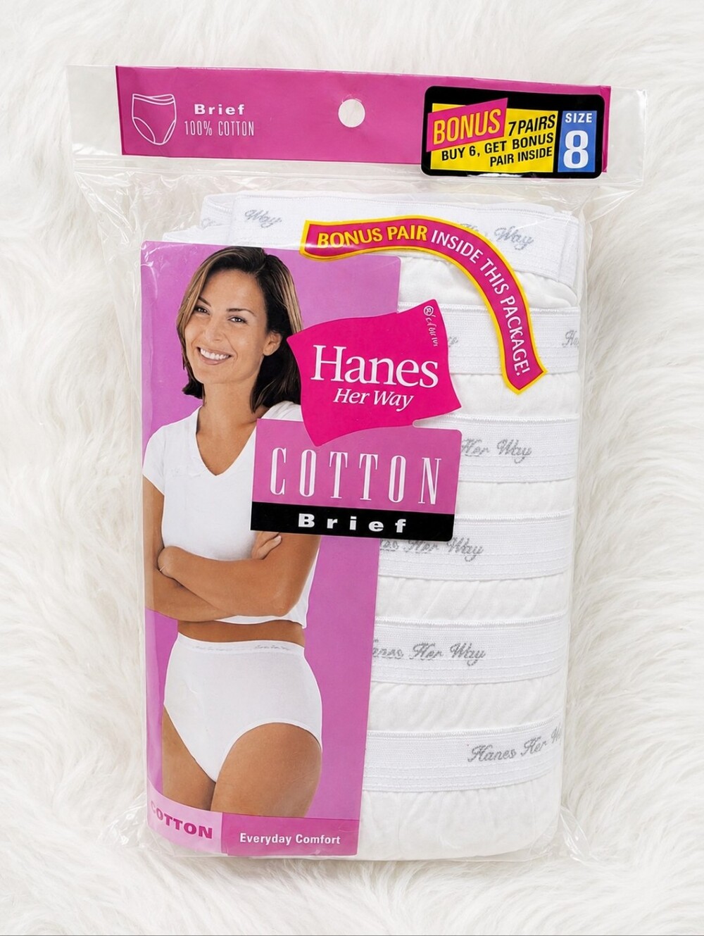 Vintage Hanes Her Way 100% Cotton White Briefs Underware New In Package 7 Pairs
